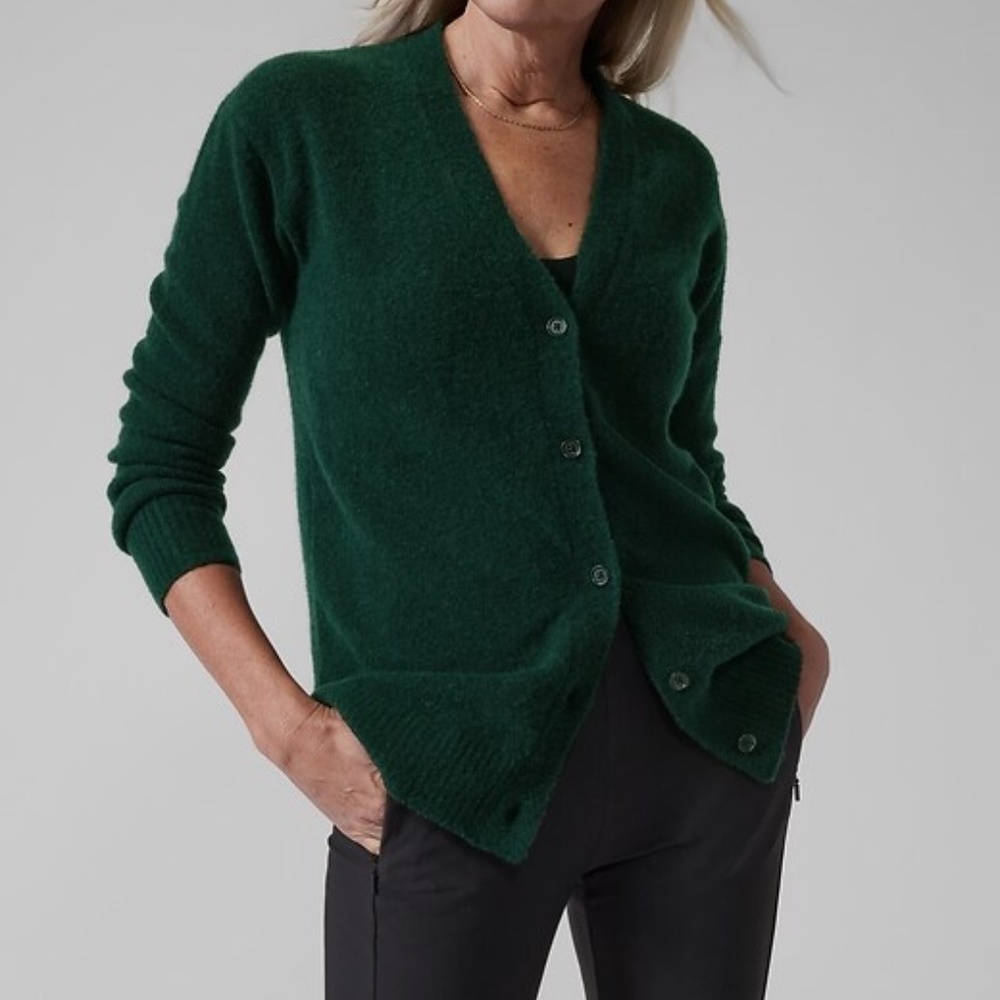 Athleta Women's Size M Green Westlake Cardigan Wool Blend